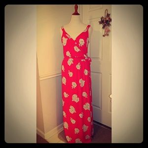 Surplice Floral Faux-Wrap Maxi Sun Dress